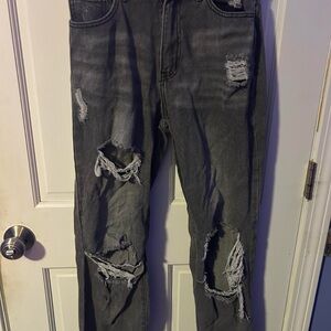 SHEIN Charcoal Distressed Jeans